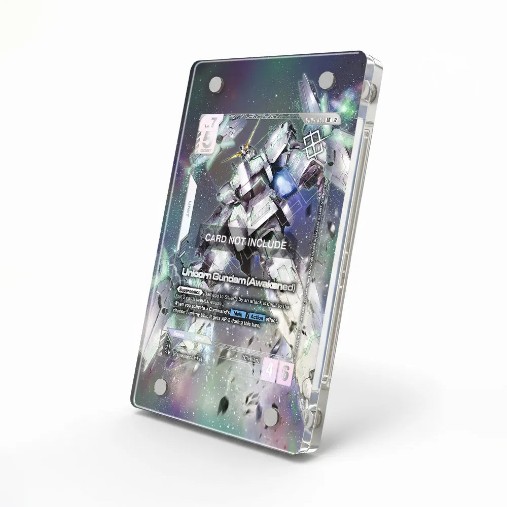 Unicorn Gundam (Awakened) G004-066 Gundam Card Game Pokemon Cards Custom Art Display Cases - Magnetic Case - Side View