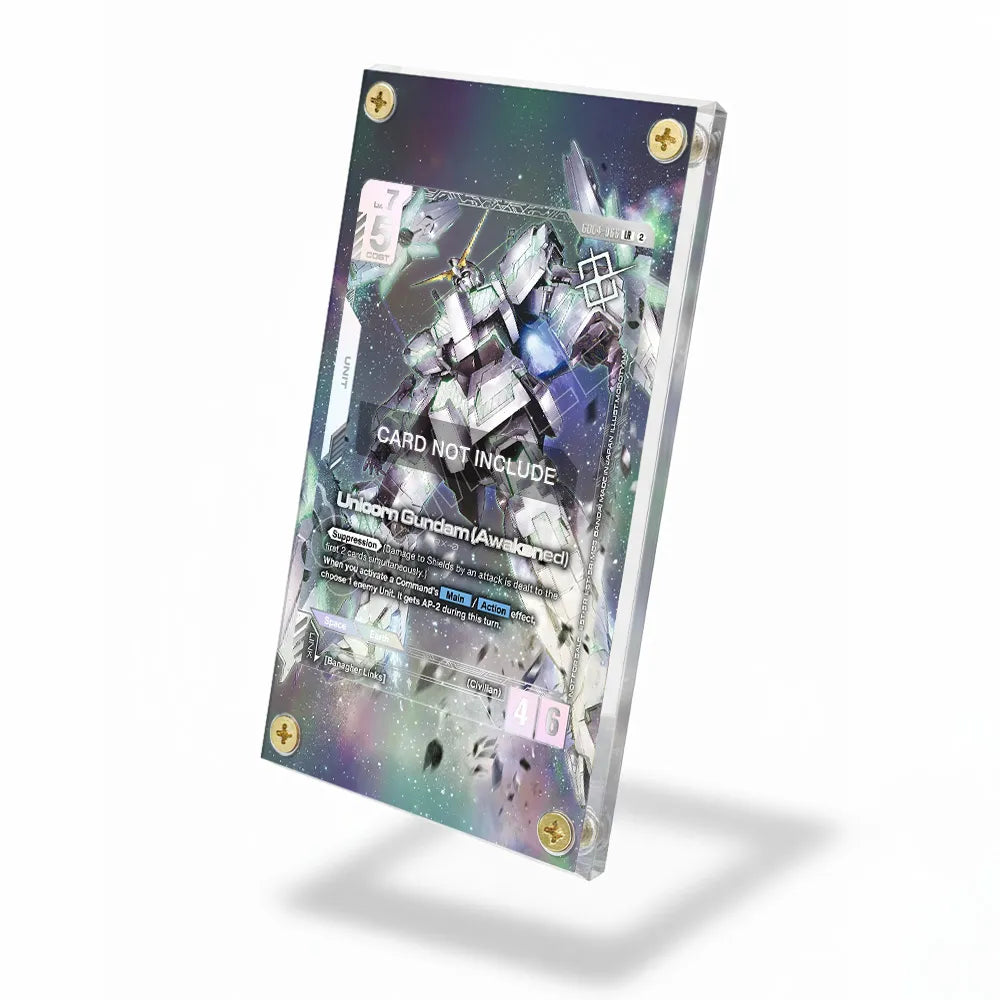 Unicorn Gundam (Awakened) G004-066 Gundam Card Game Pokemon Cards Custom Art Display Cases - Screws Case - Side View