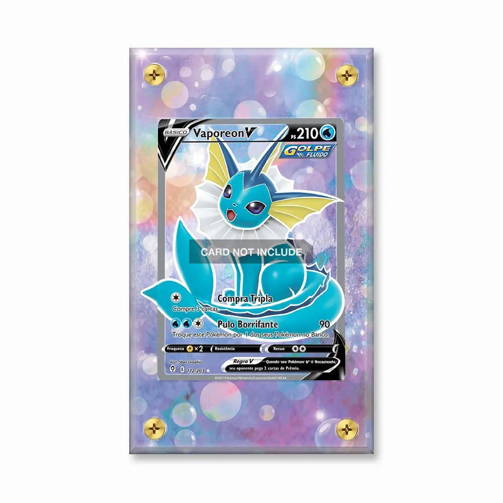 Vaporeon V Secret Rare SR Evolving Skies Extended Art Display Cases - Screws Case - Front View