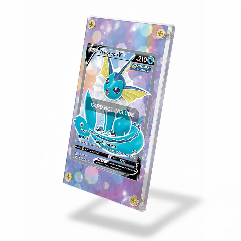 Vaporeon V Secret Rare SR Evolving Skies Extended Art Display Cases - Screws Case - Side View