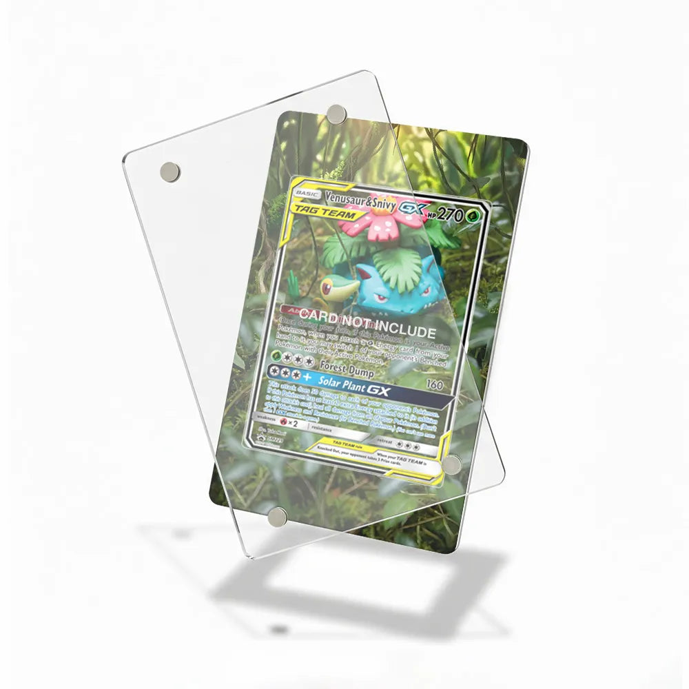 Venusaur & Snivy GX SM229 Promo Extended Art Display Cases - Magnetic Case - Detail View