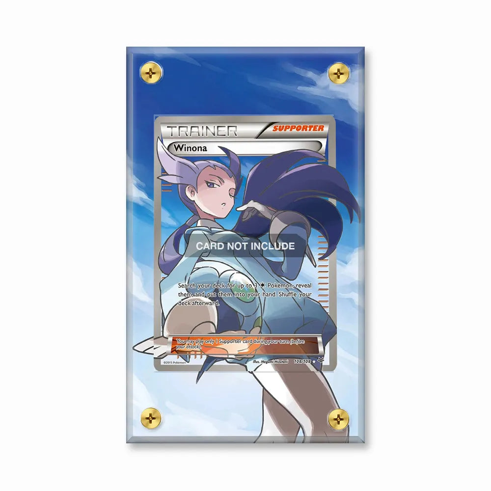 Winona 108-108 Ultra Rare Roaring Skies Pokemon Cards Custom Art Display Cases - Screws Case - Front View