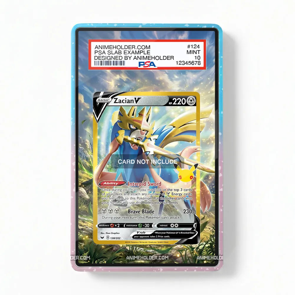 Zacian V 138-202 30th Anniversary Extended Art Display Cases - PSA Slab Case - Front View