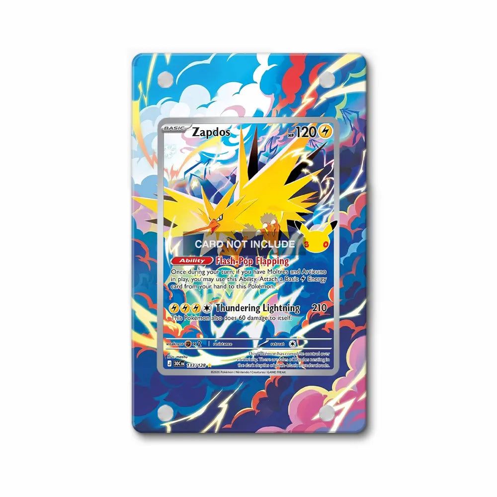 Zapdos 133-128 30th Anniversary Pokemon Cards Custom Art Display Cases - PSA Slab Case - Front View