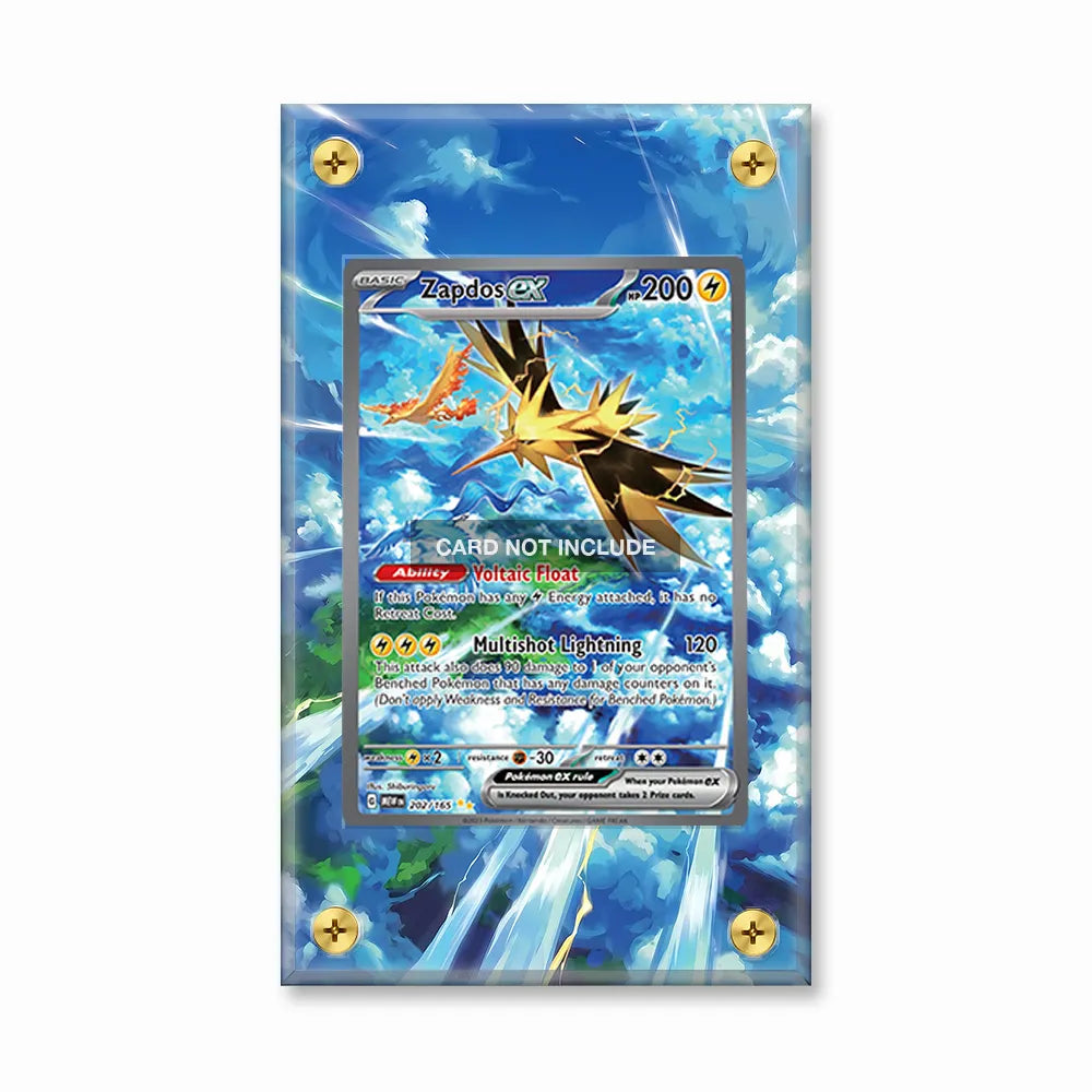 Zapdos ex 202-165 SIR SAR Pokemon 151 Extended Art Display Cases - Screws Case - Front View