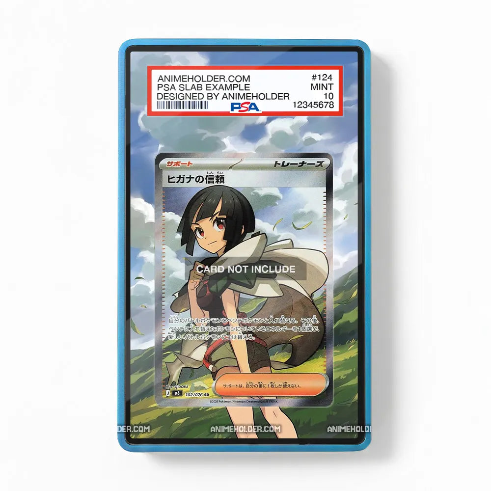 Zinnia's Trust 102-076 SR Storm Emeralda Delta Reign Pokemon Cards Custom Art Display Cases - PSA Slab Case - Front View