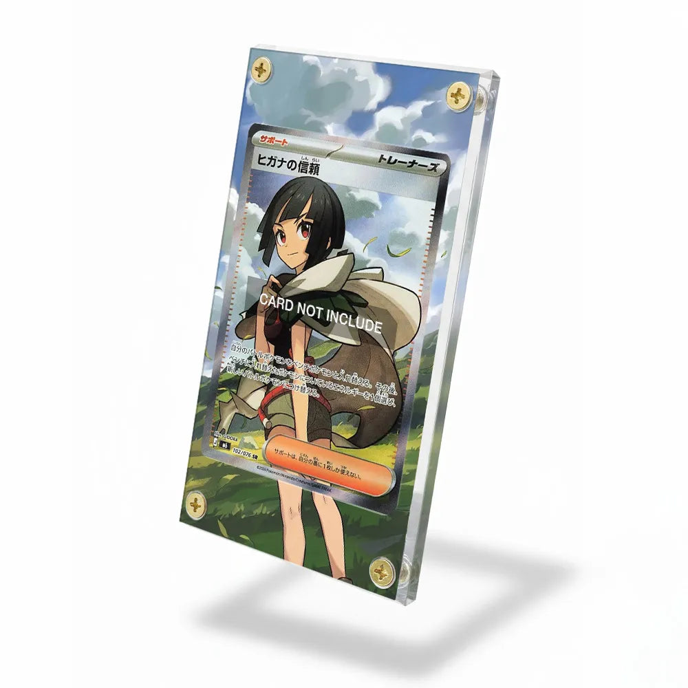 Zinnia's Trust 102-076 SR Storm Emeralda Delta Reign Pokemon Cards Custom Art Display Cases - Screws Case - Side View
